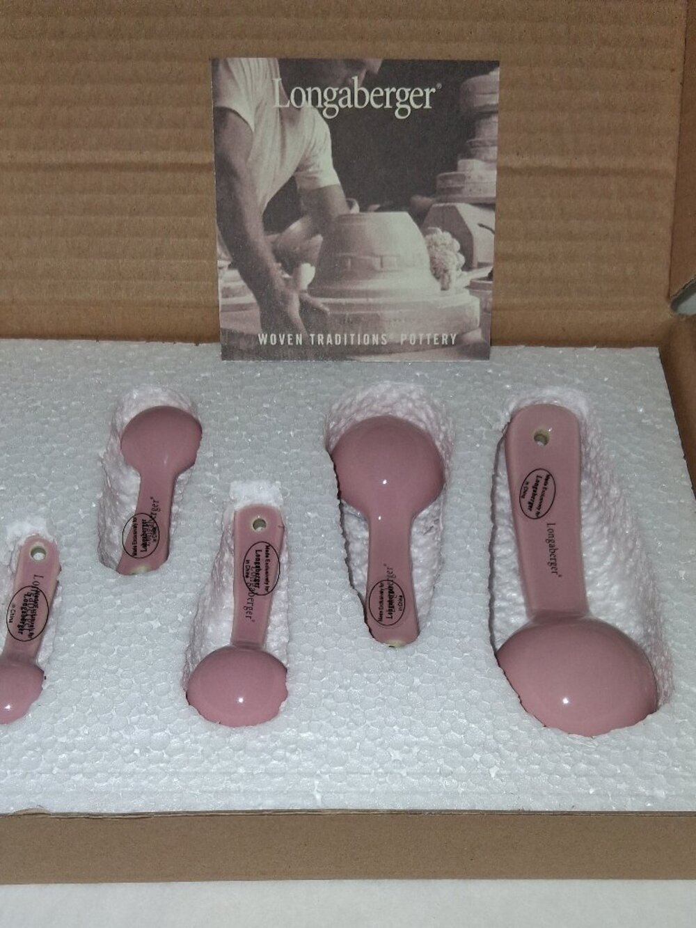 LONGABERGER Pink Measuring Spoons Woven Traditions 32194 New In box
